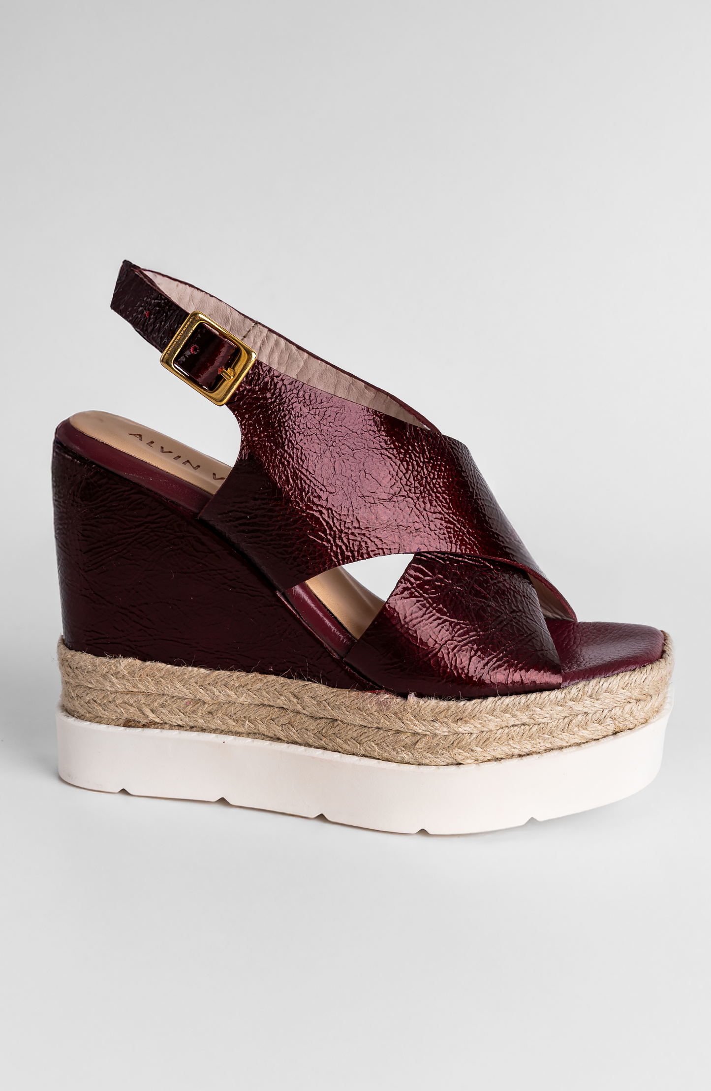 JACOBS WEDGE SANDAL WINE PATENT LEATHER