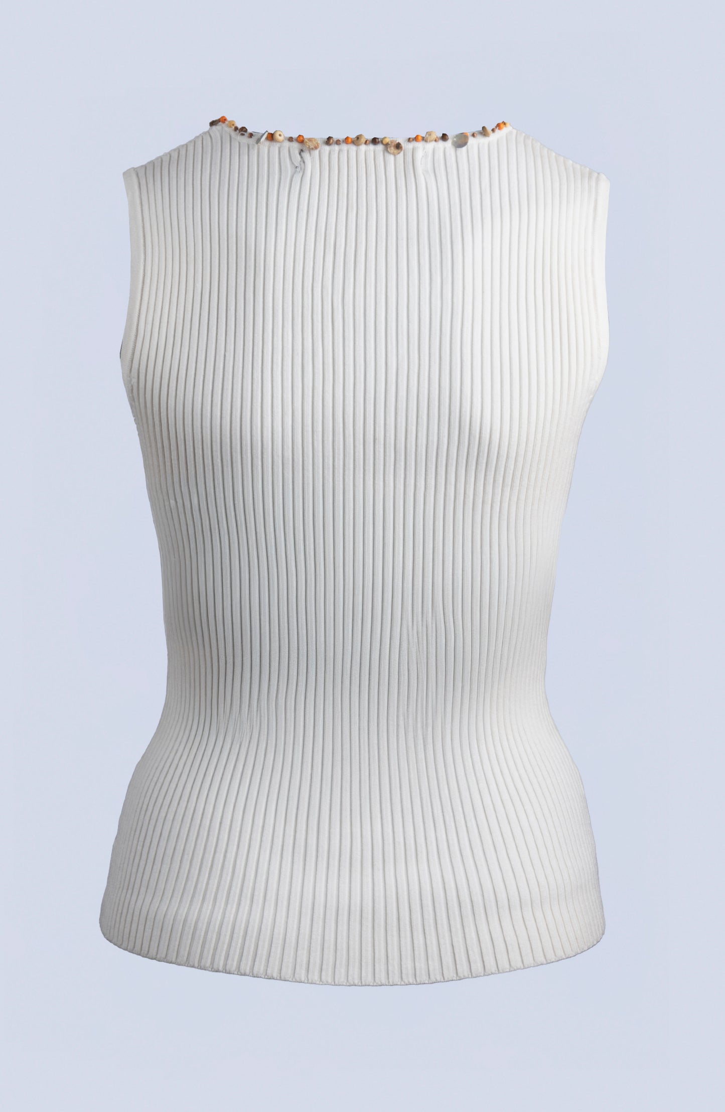 SILK KNIT RIBBED EMBROIDERY MUSTARD
