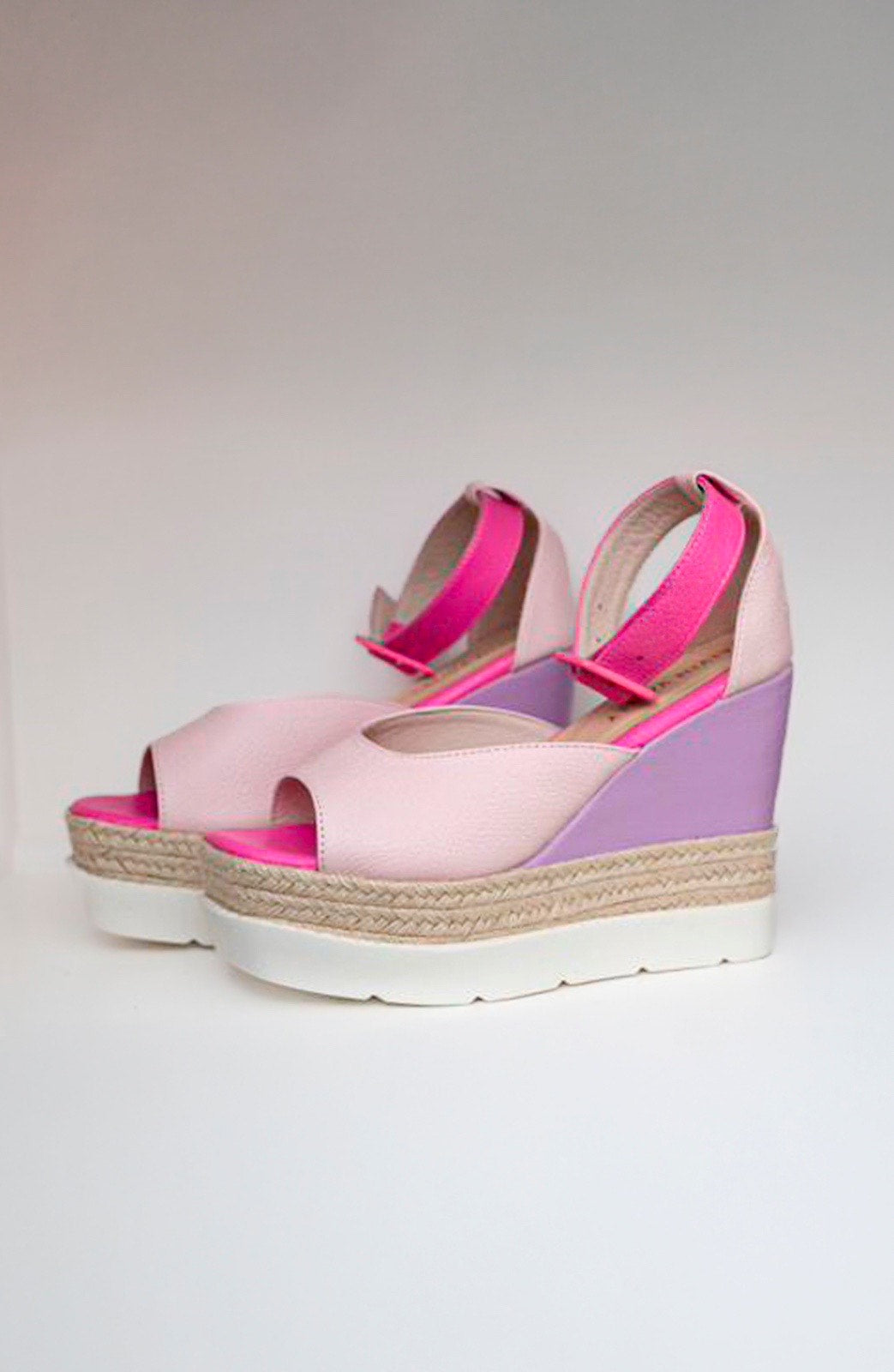TATI ESPADRILLE SANDAL IN LEATHER PINK