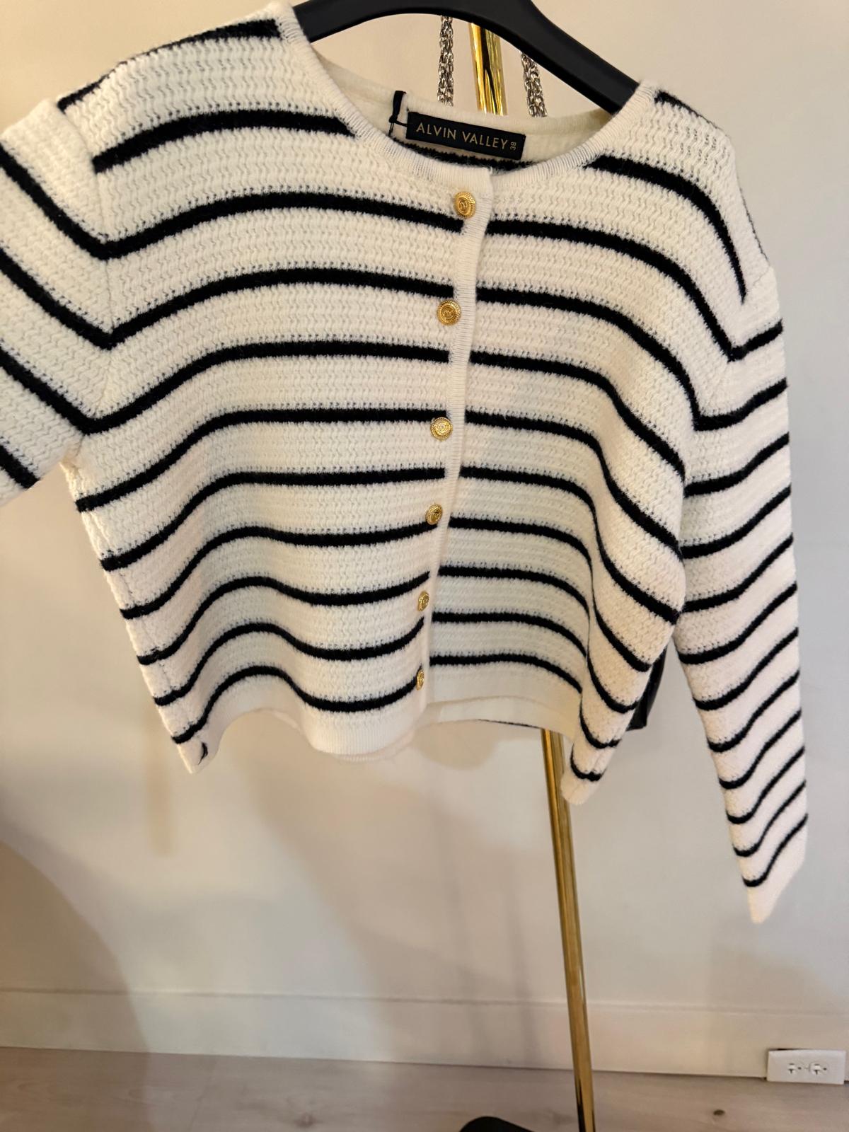 Oversized Striped Crop Cardigan