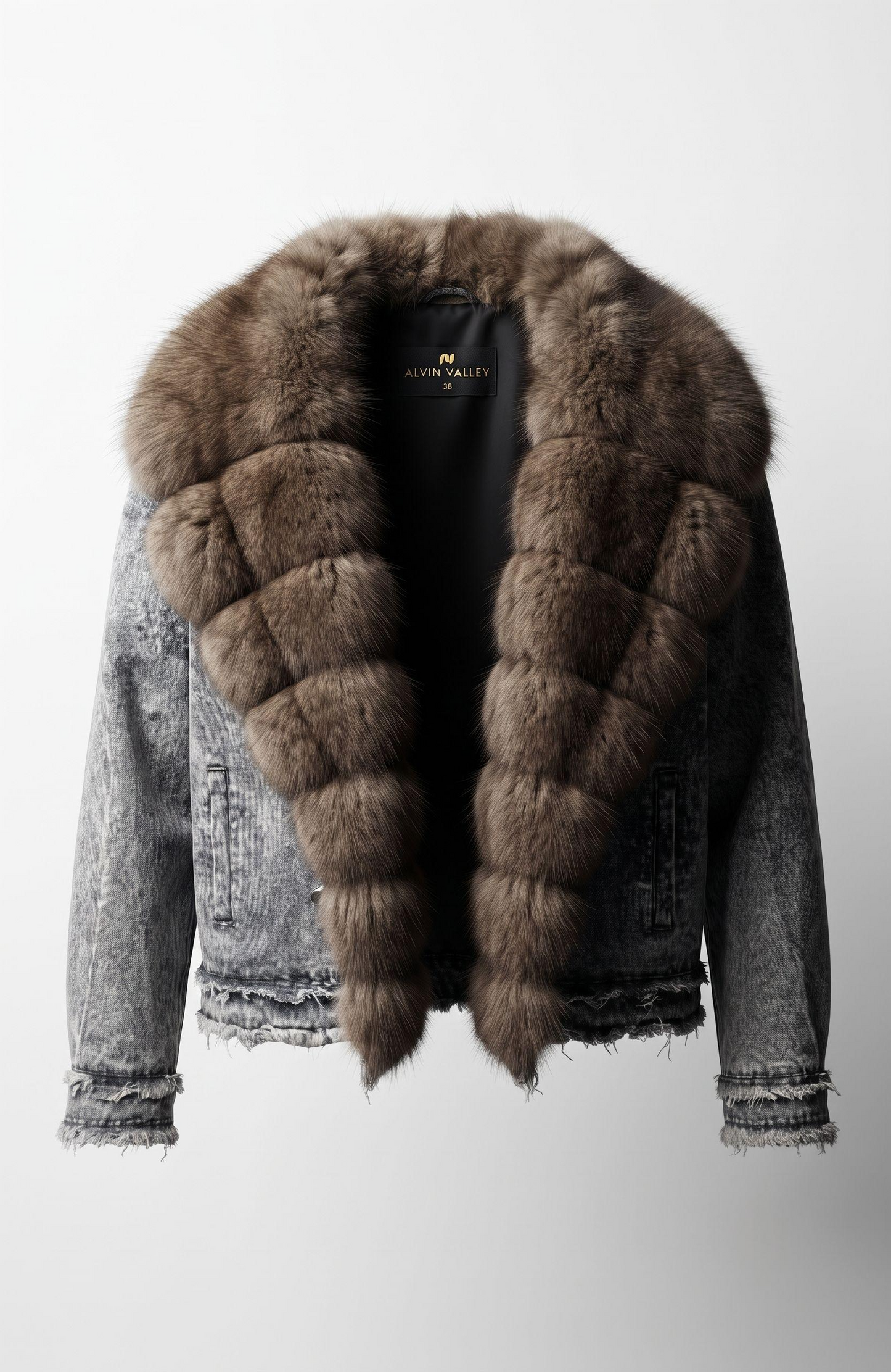 Denim Jacket with Fox fur trim.