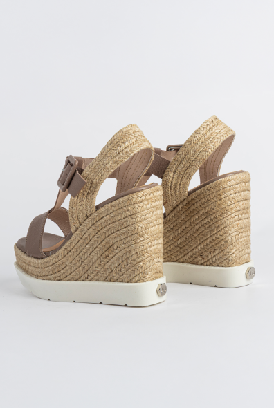 BETTY ESPADRILLE SANDAL IN LEATHER TAUPE