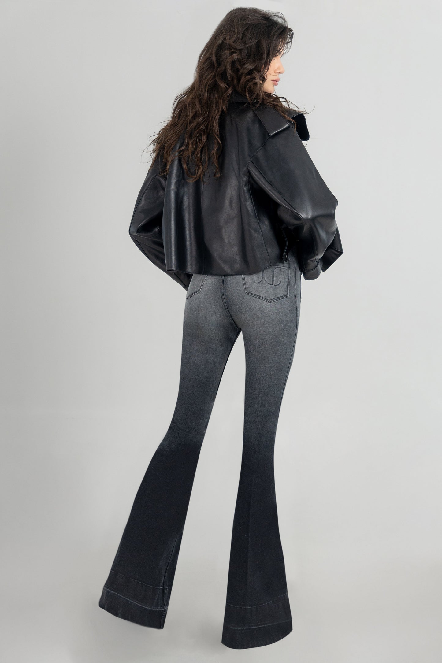 Lamb Leather Crop Moto Trench