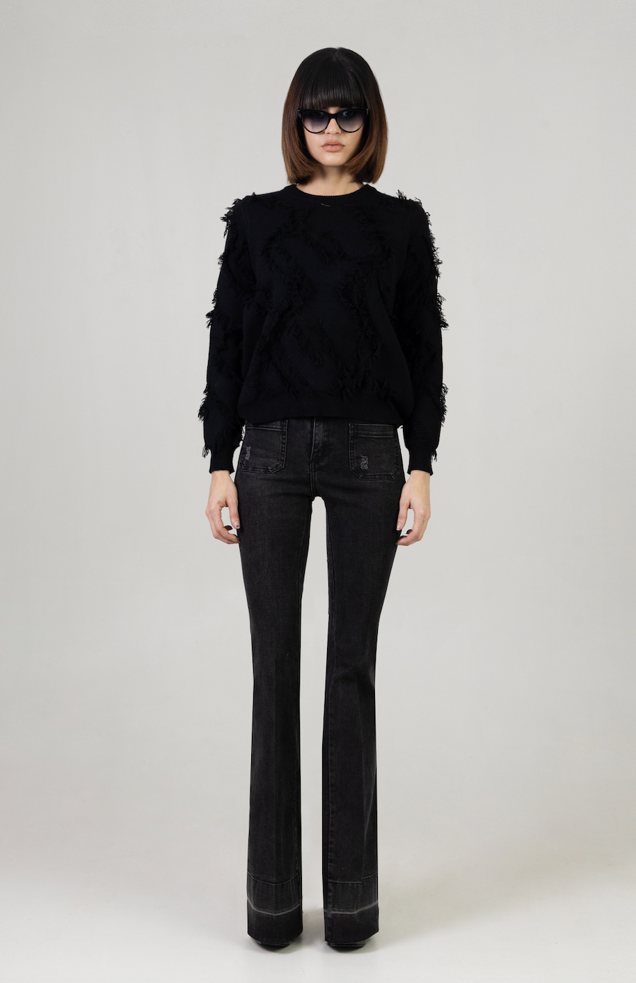 FRINGE SWEATSHIRT - BLACK