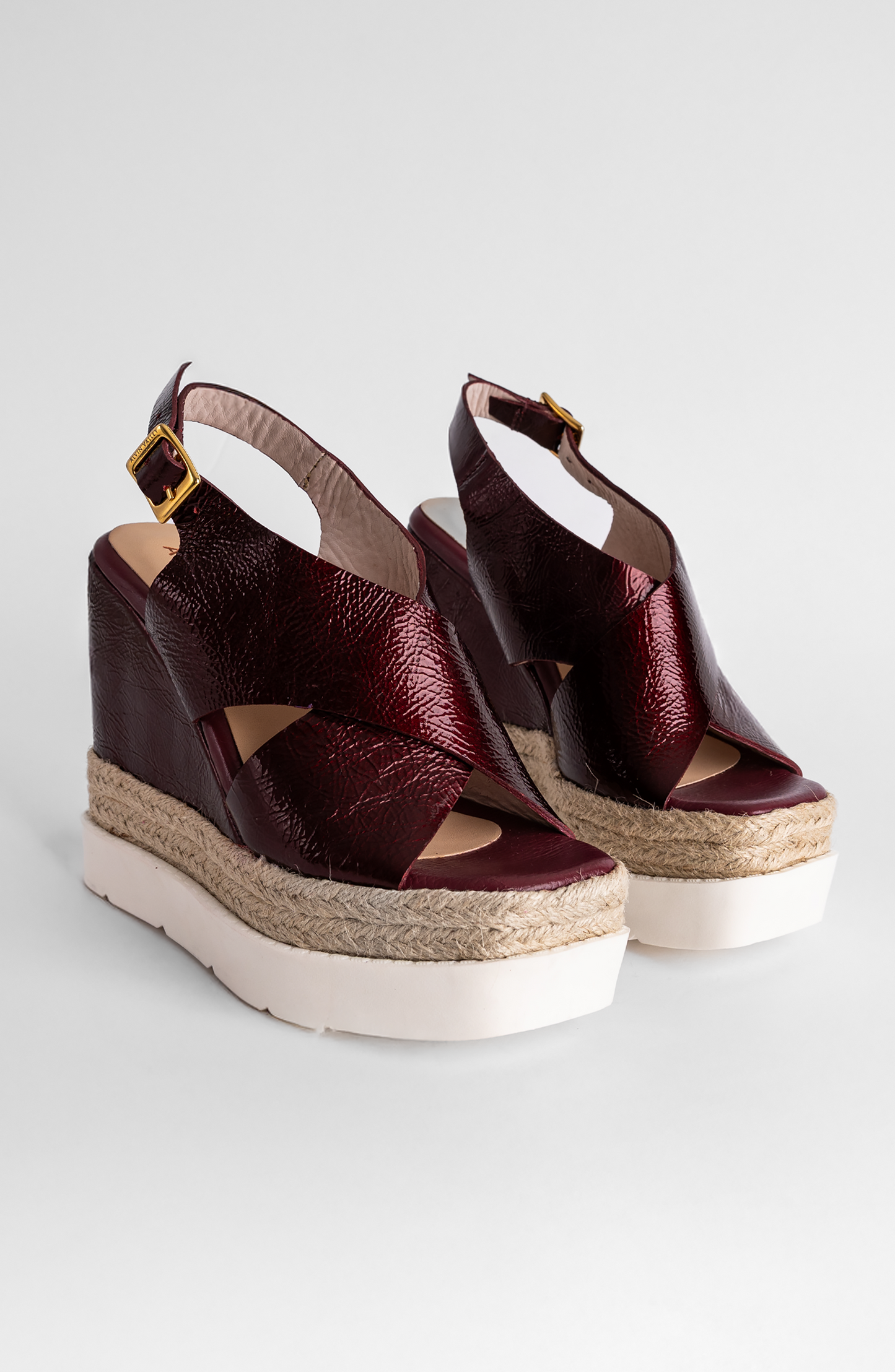 JACOBS WEDGE SANDAL WINE PATENT LEATHER