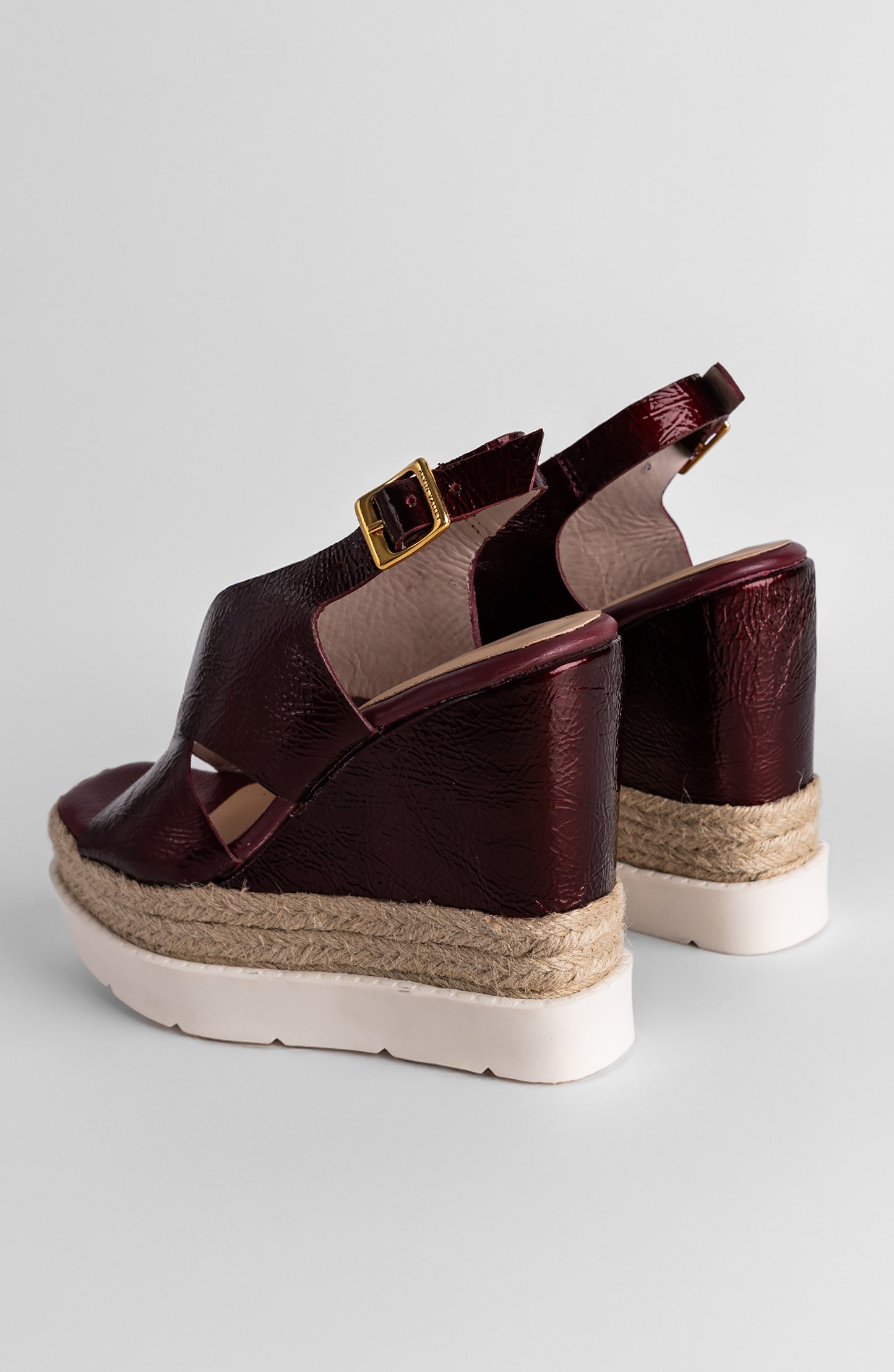 JACOBS WEDGE SANDAL WINE PATENT LEATHER
