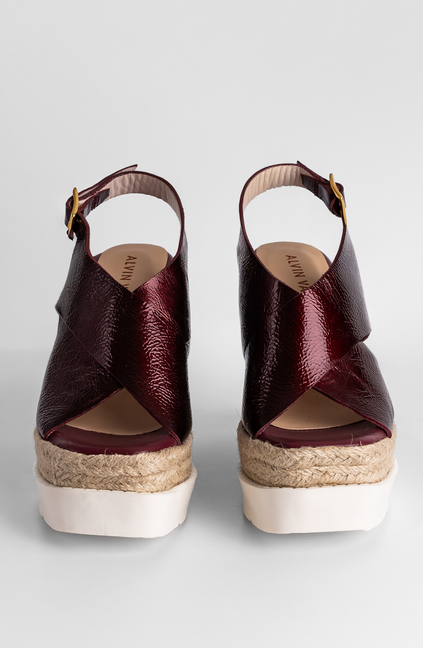 JACOBS WEDGE SANDAL WINE PATENT LEATHER