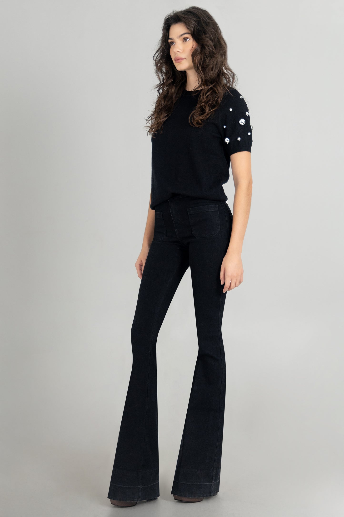 Short Sleeve T with Applique Pearls