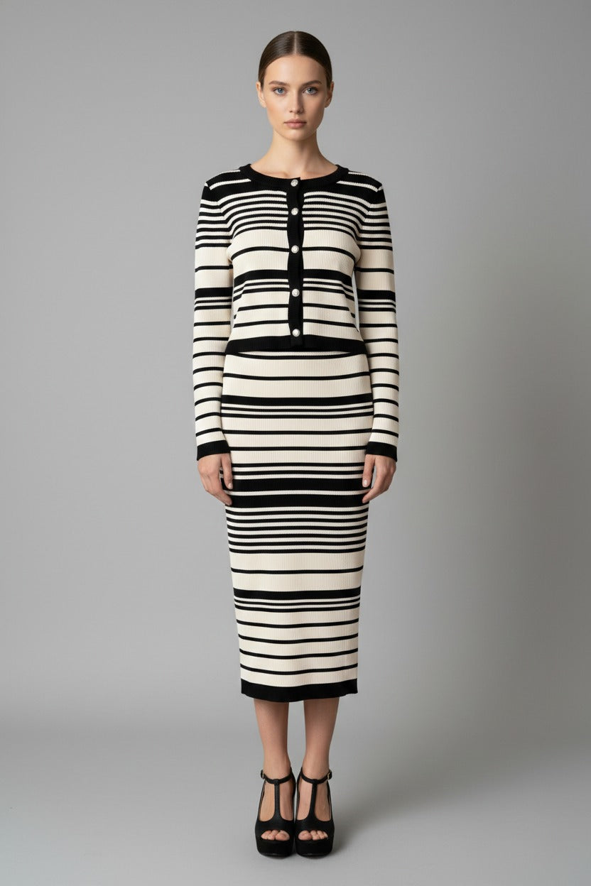 B&W Striped Shrunken Cardi