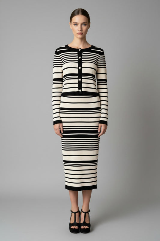 B&W Striped Shrunken Cardi