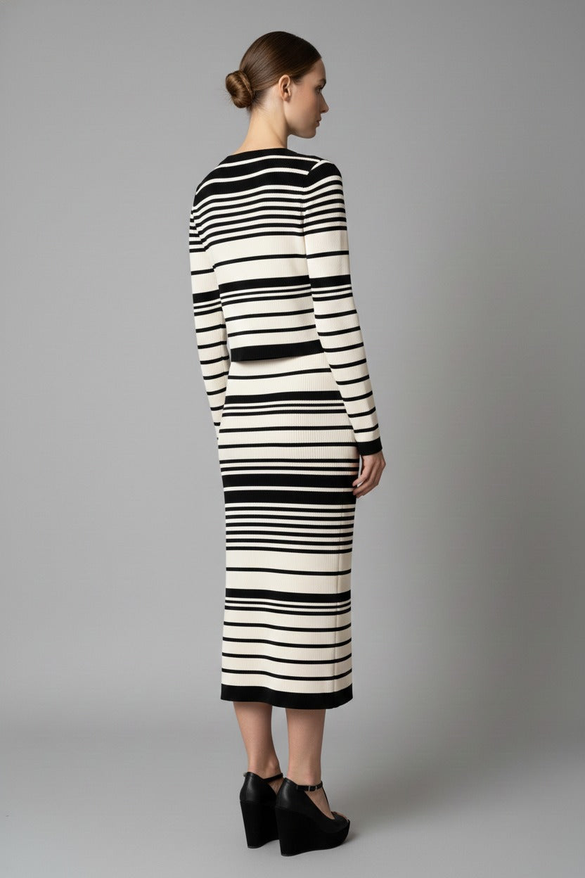 B&W Striped Shrunken Cardi