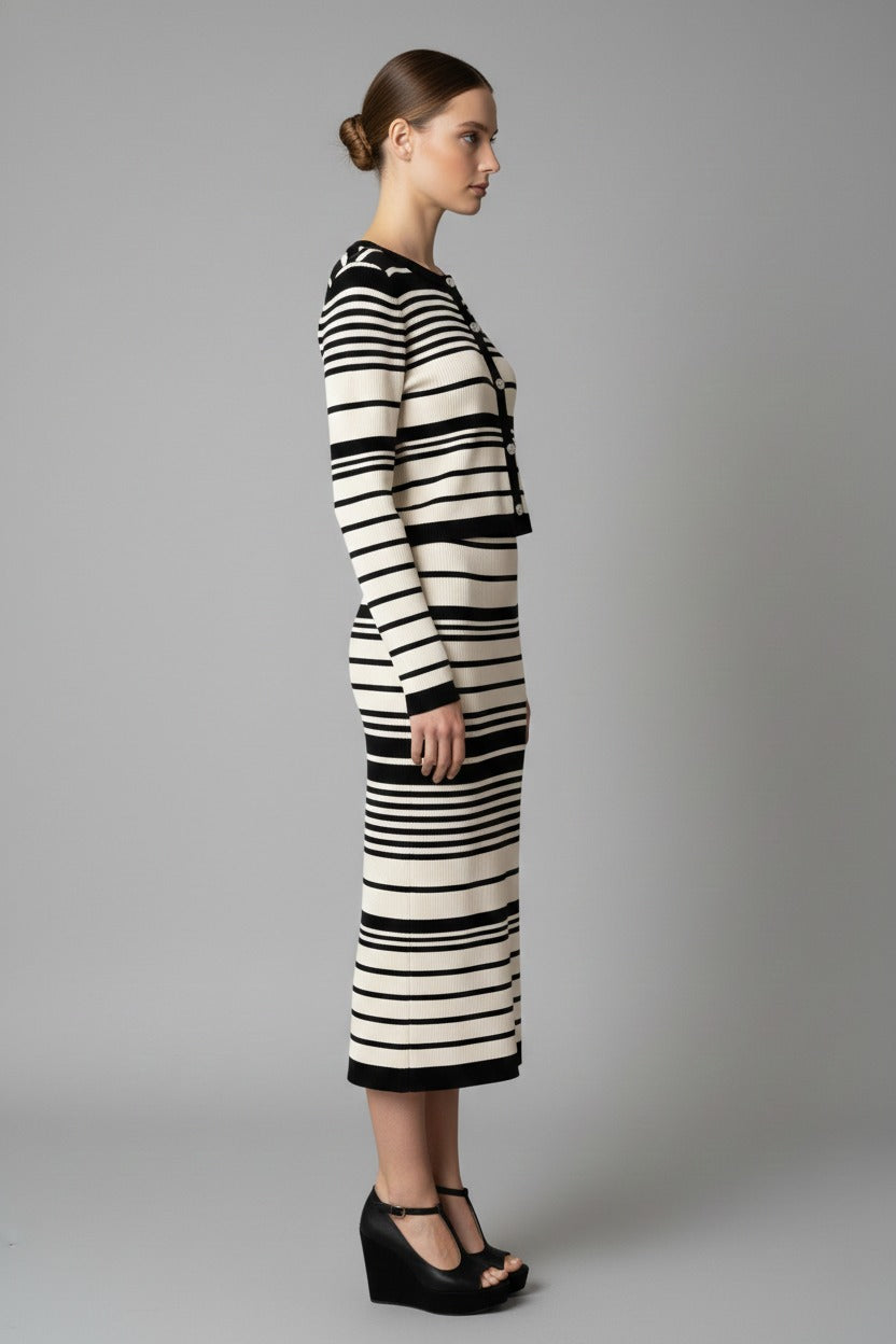 B&W Striped Shrunken Cardi