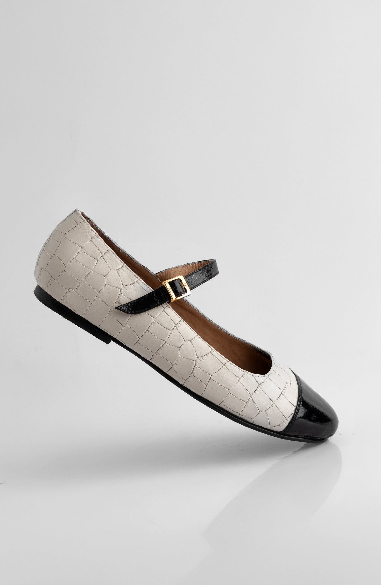 CAMBON CROCO BALLERINA IVORY
