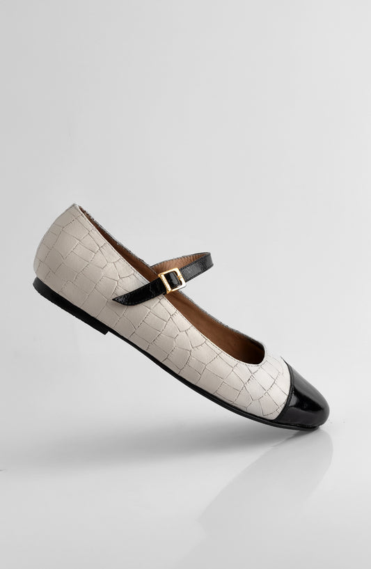 CAMBON CROCO BALLERINA IVORY
