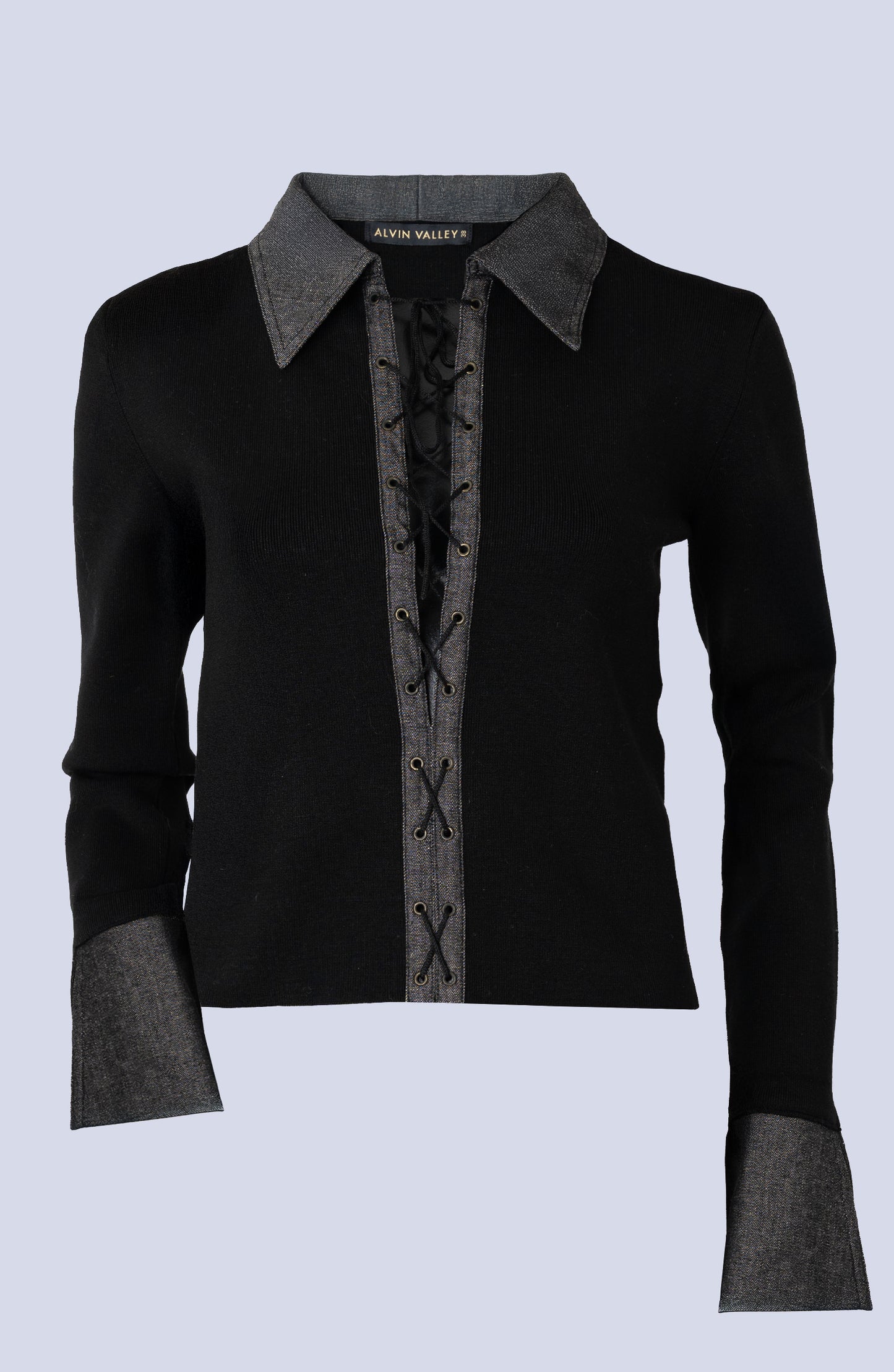 Lace Up Knit Knit Shirt