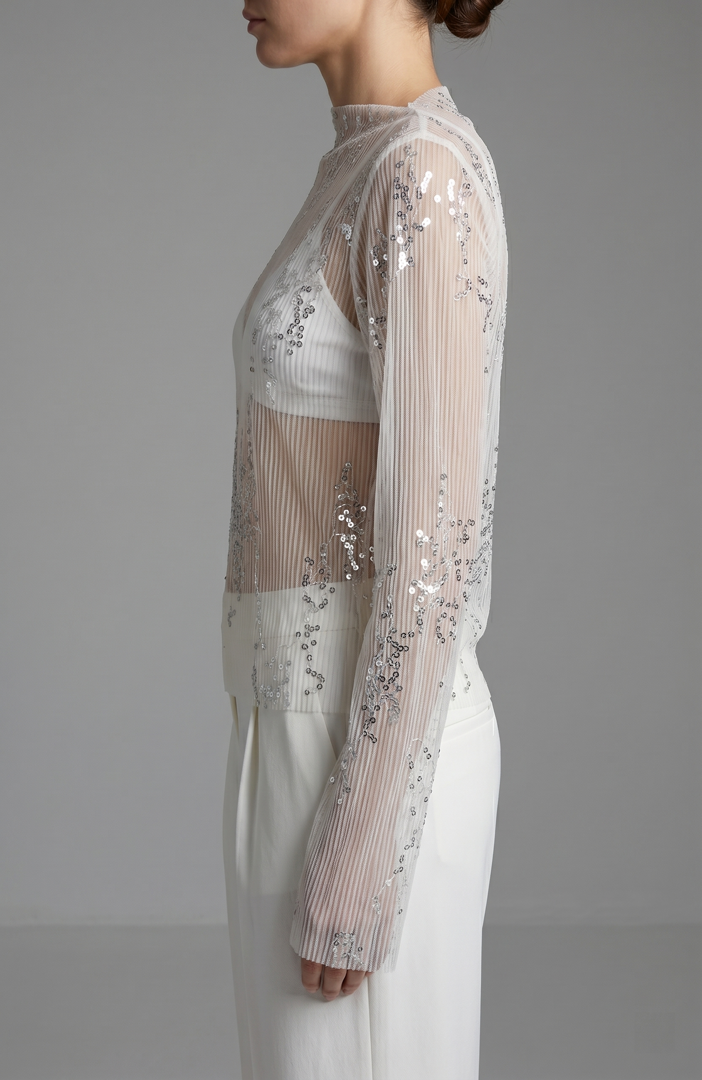 Sheer Paillette Blouse