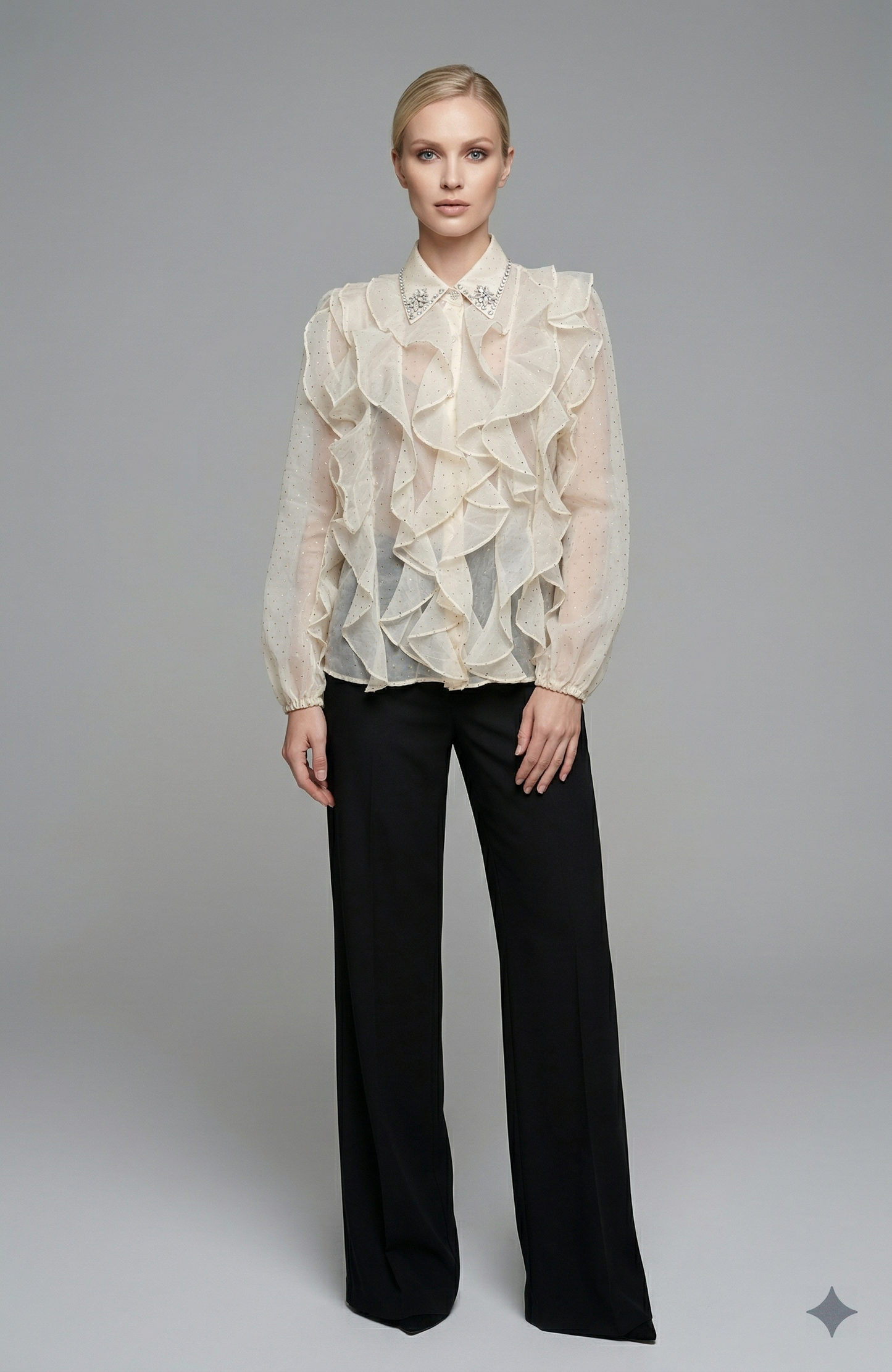 Ruffle Diamante Blouse