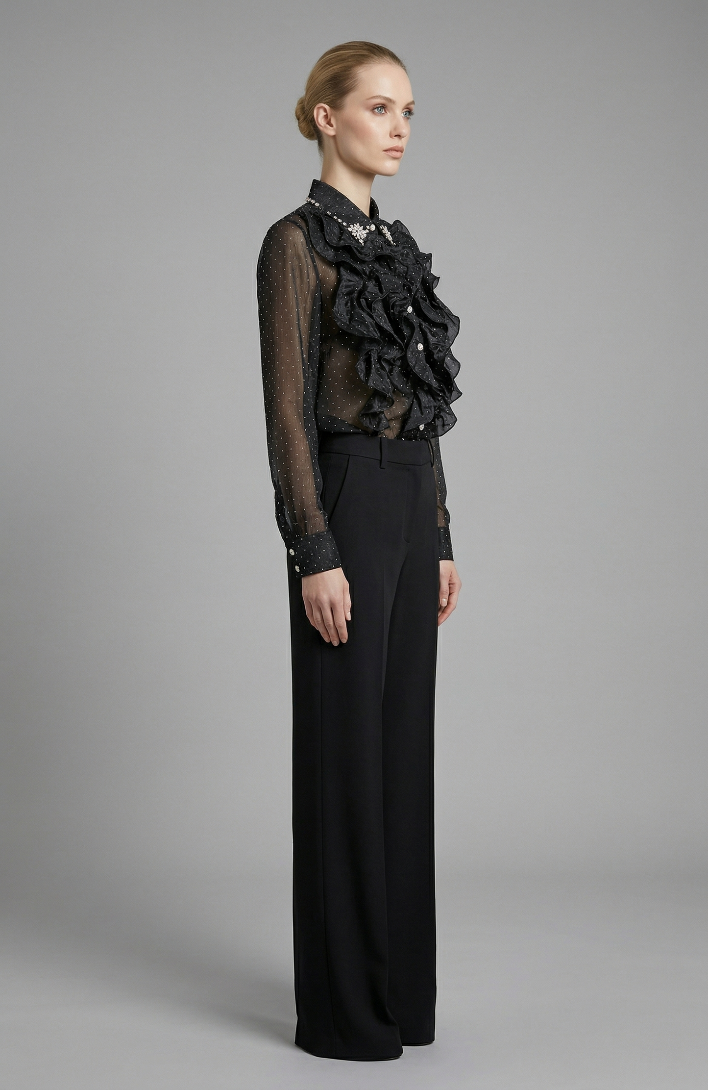 Ruffle Diamante Blouse
