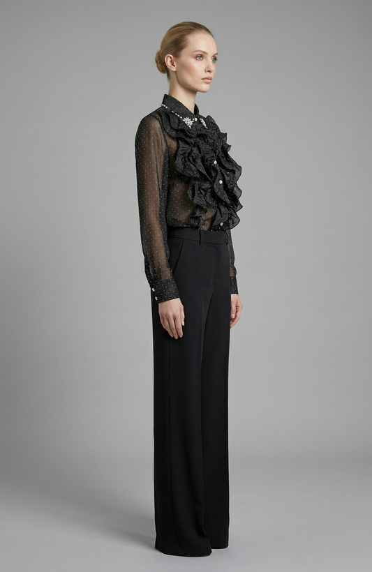 Ruffle Diamante Blouse