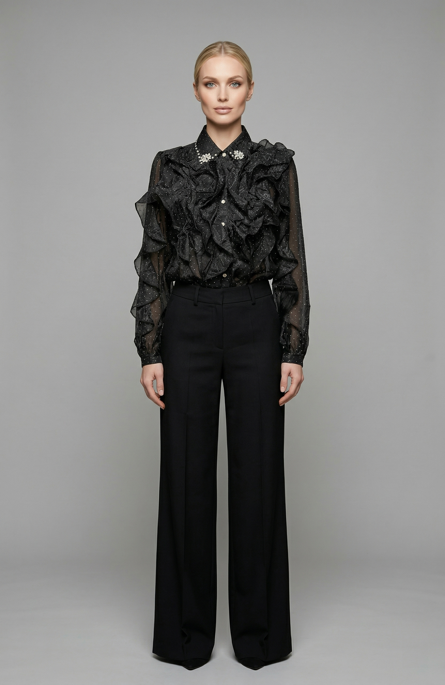 Ruffle Diamante Blouse