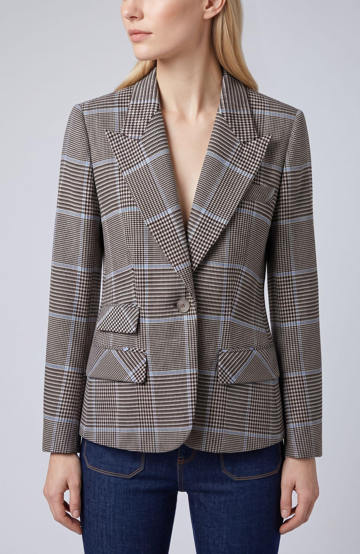peak lapel jackets plaid blue