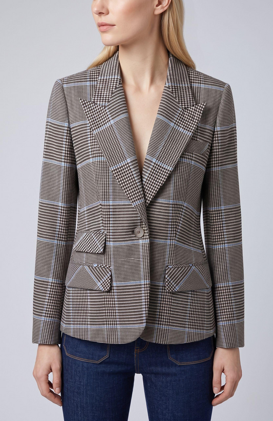 peak lapel jackets plaid blue