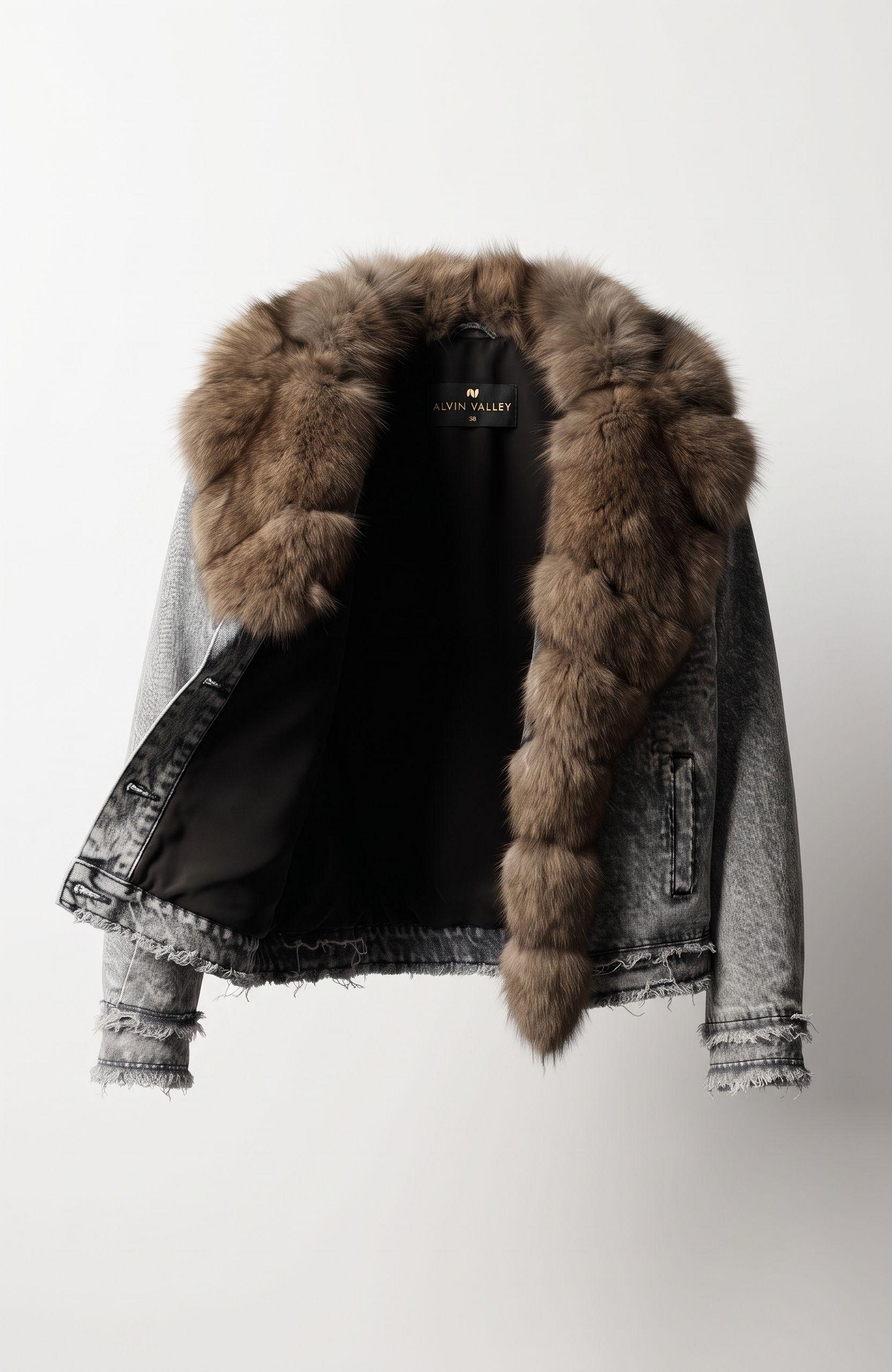 Denim Jacket with Fox fur trim.