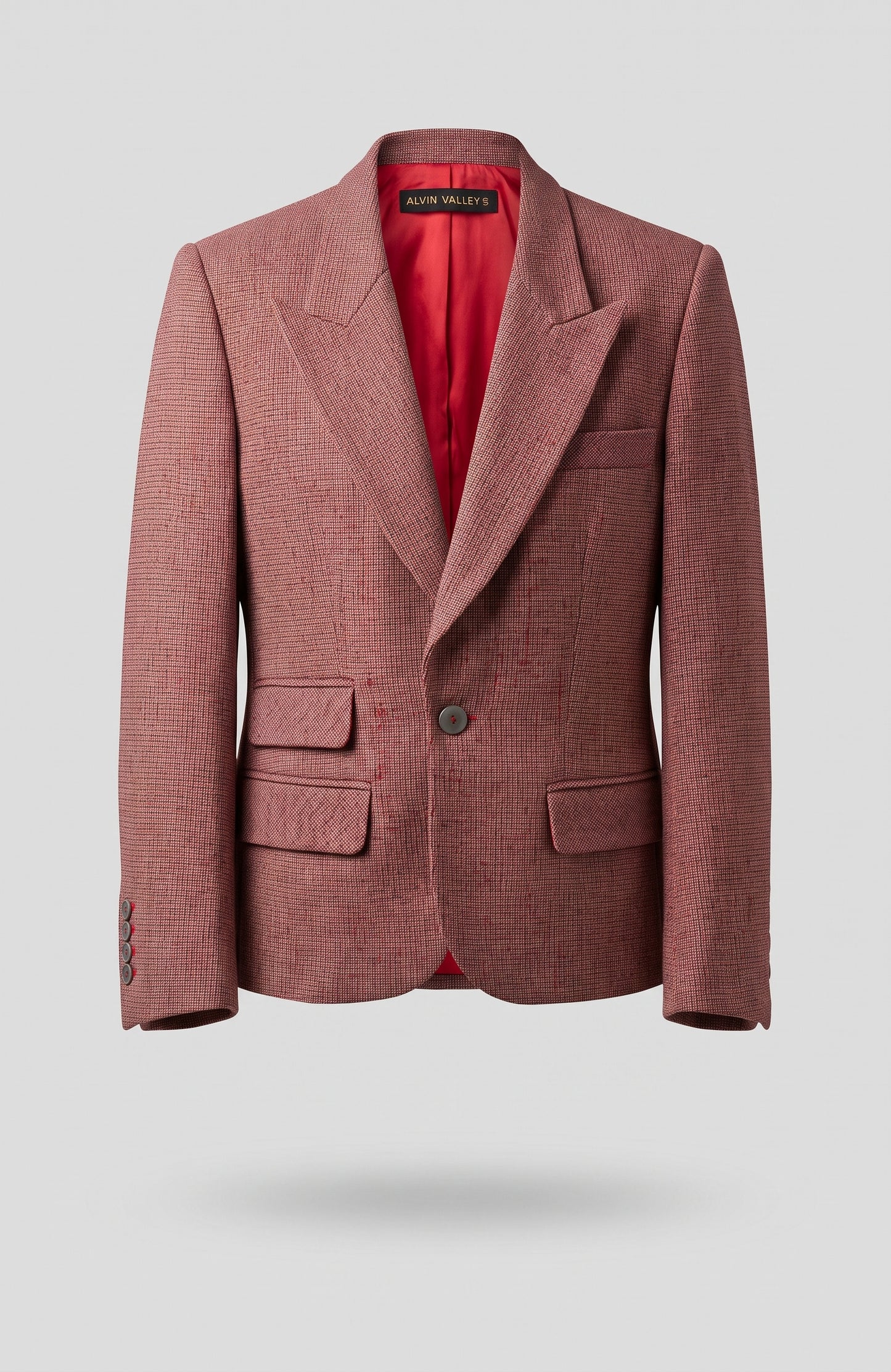 Peak Lapel Tweed Jacket Red