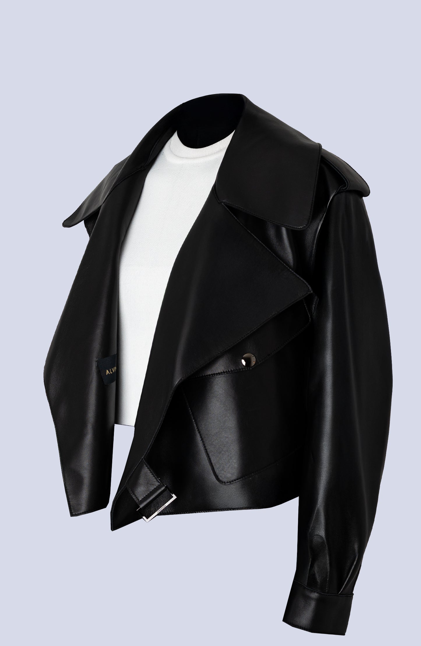 Lamb Leather Crop Moto Trench