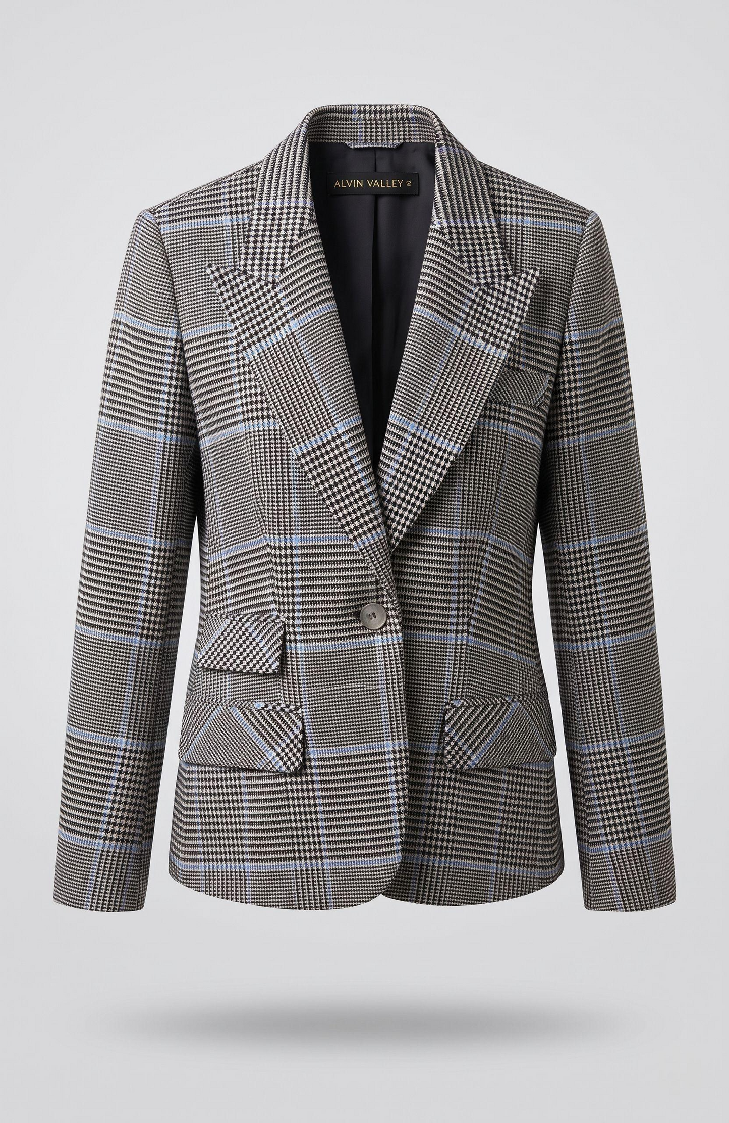 peak lapel jackets plaid blue