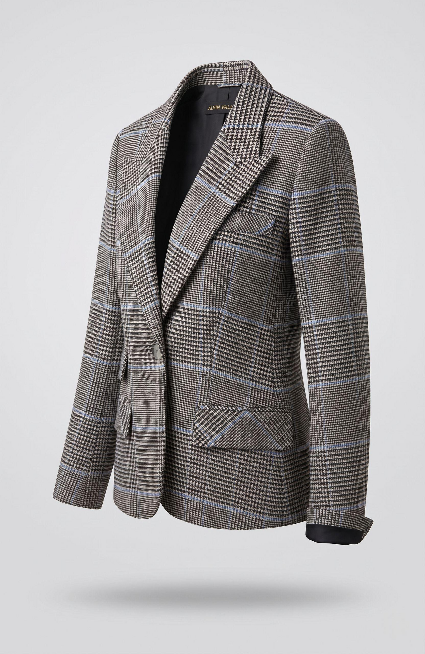 peak lapel jackets plaid blue