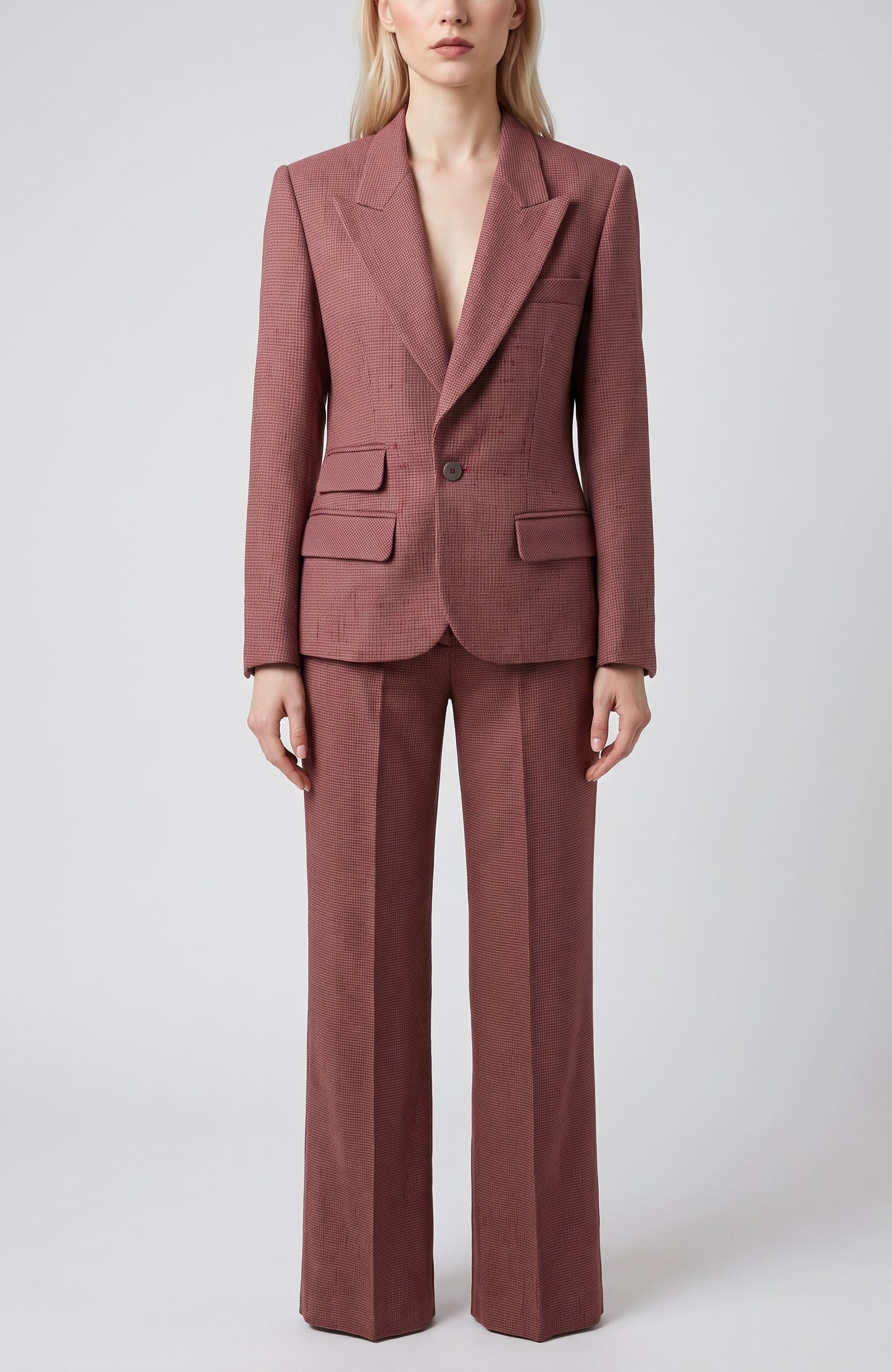 Peak Lapel Tweed Jacket Red