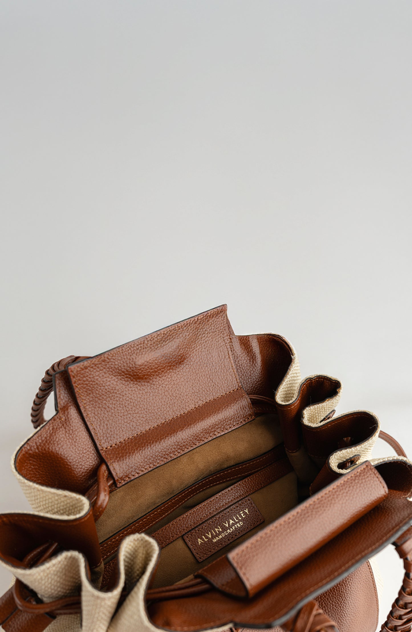 MARINA TOTE LEATHER CANVAS AND COÑAC