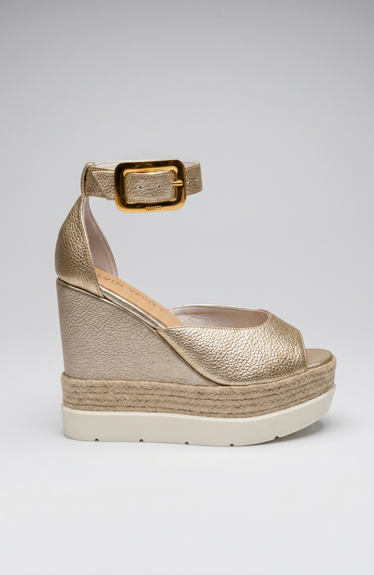 TATI ESPADRILLE SANDAL IN LEATHER GOLD