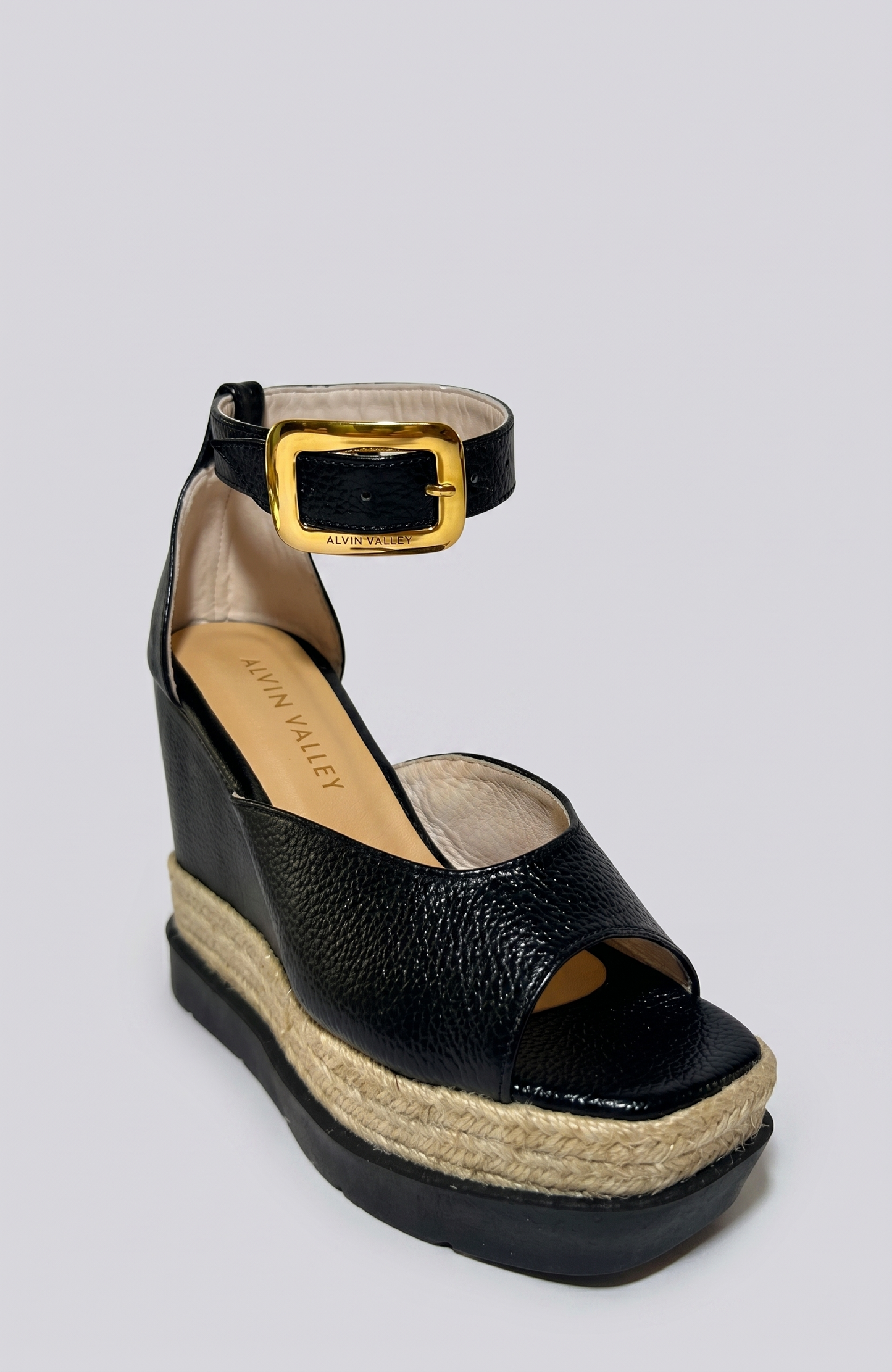 TATI ESPADRILLE SANDAL IN LEATHER GOLD BLACK