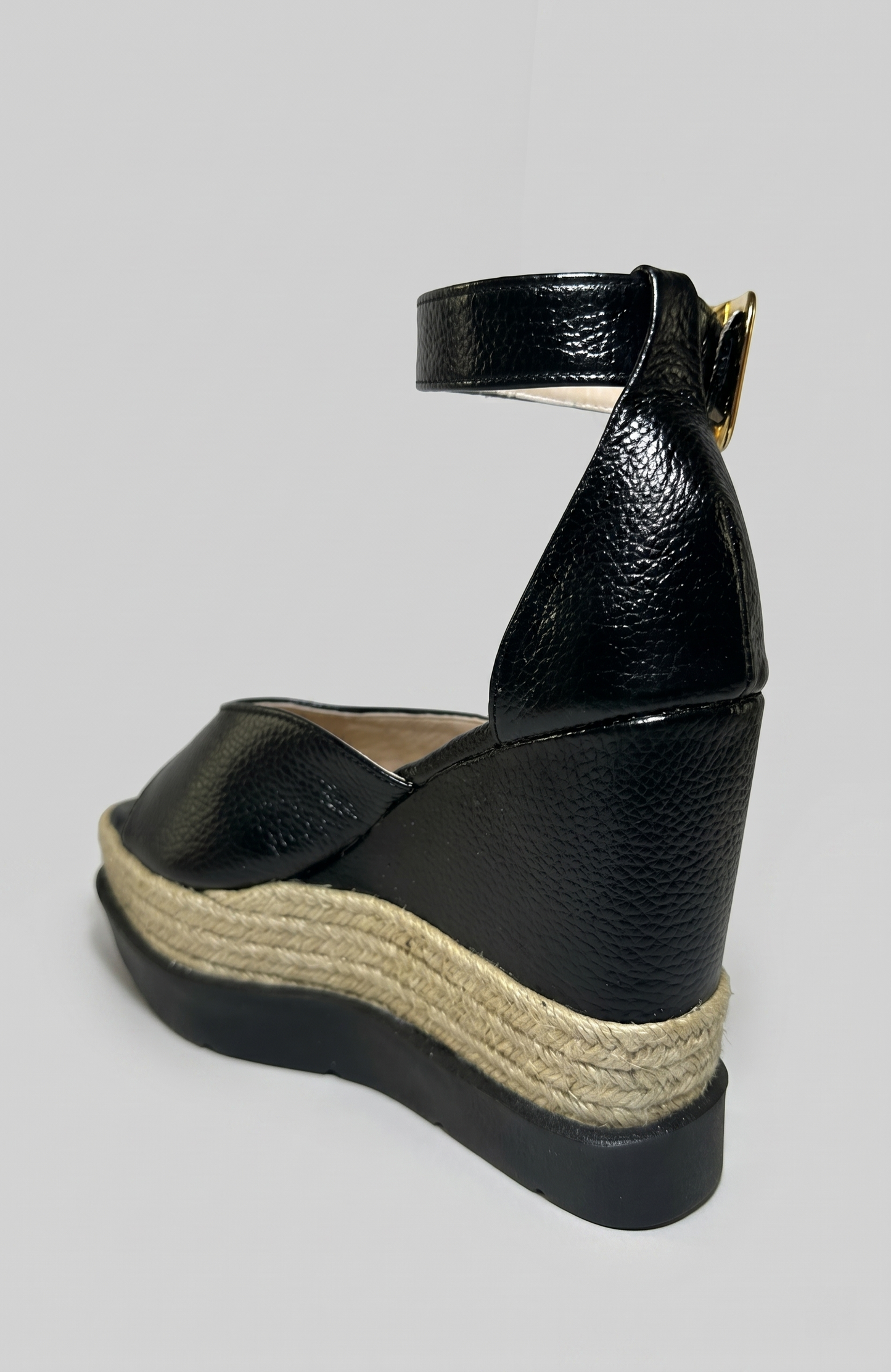 TATI ESPADRILLE SANDAL IN LEATHER GOLD BLACK