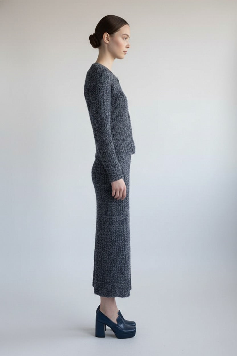 Texture Tweed Plise Skirt