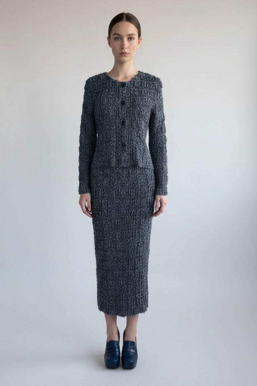 Texture Tweed Plise Skirt