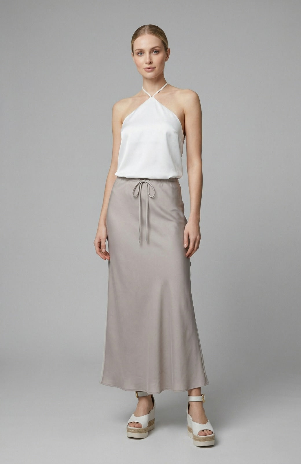 Satin Drawstring Skirt