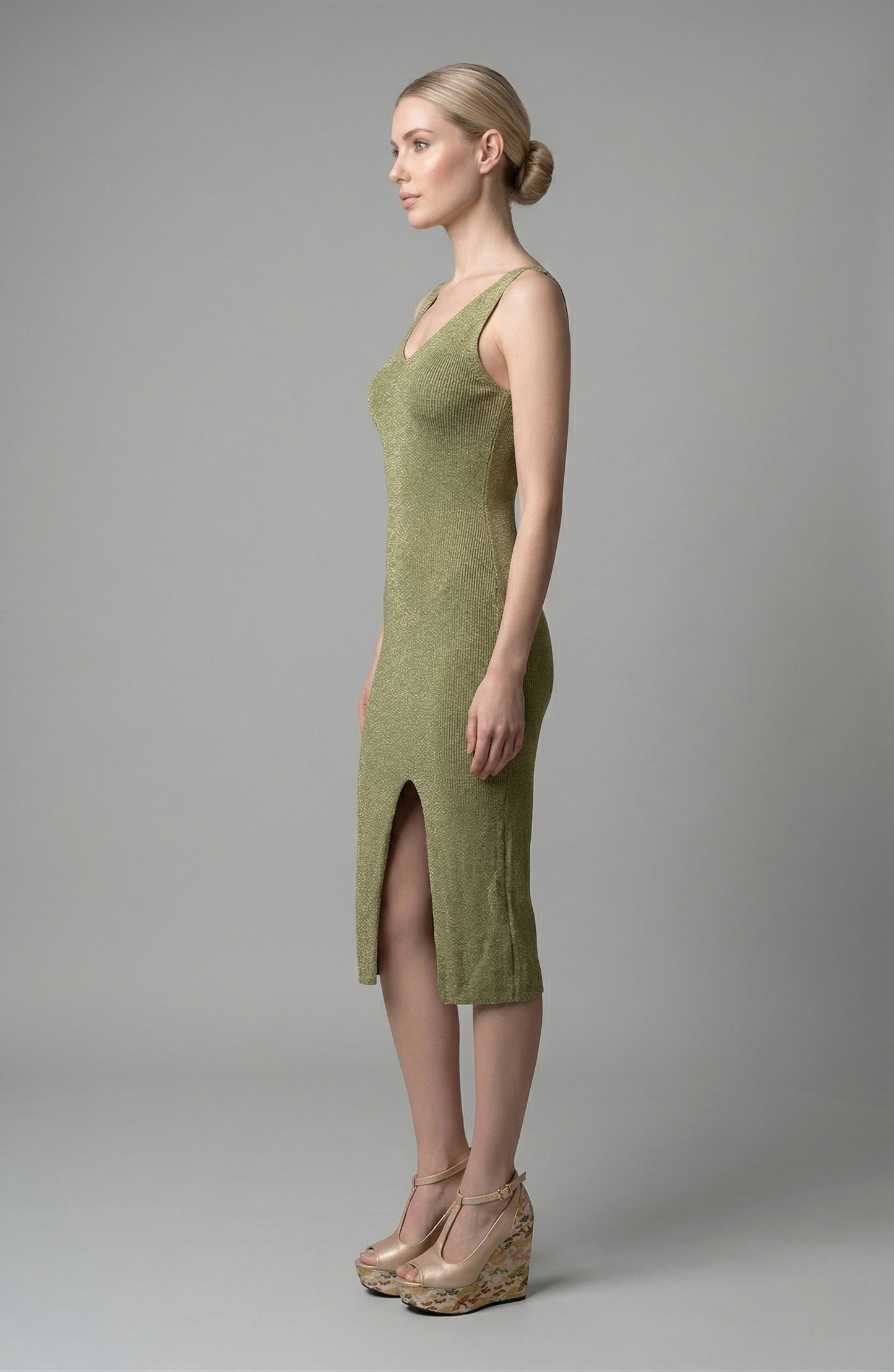 SILK KNIT TANK DRESS GREEN