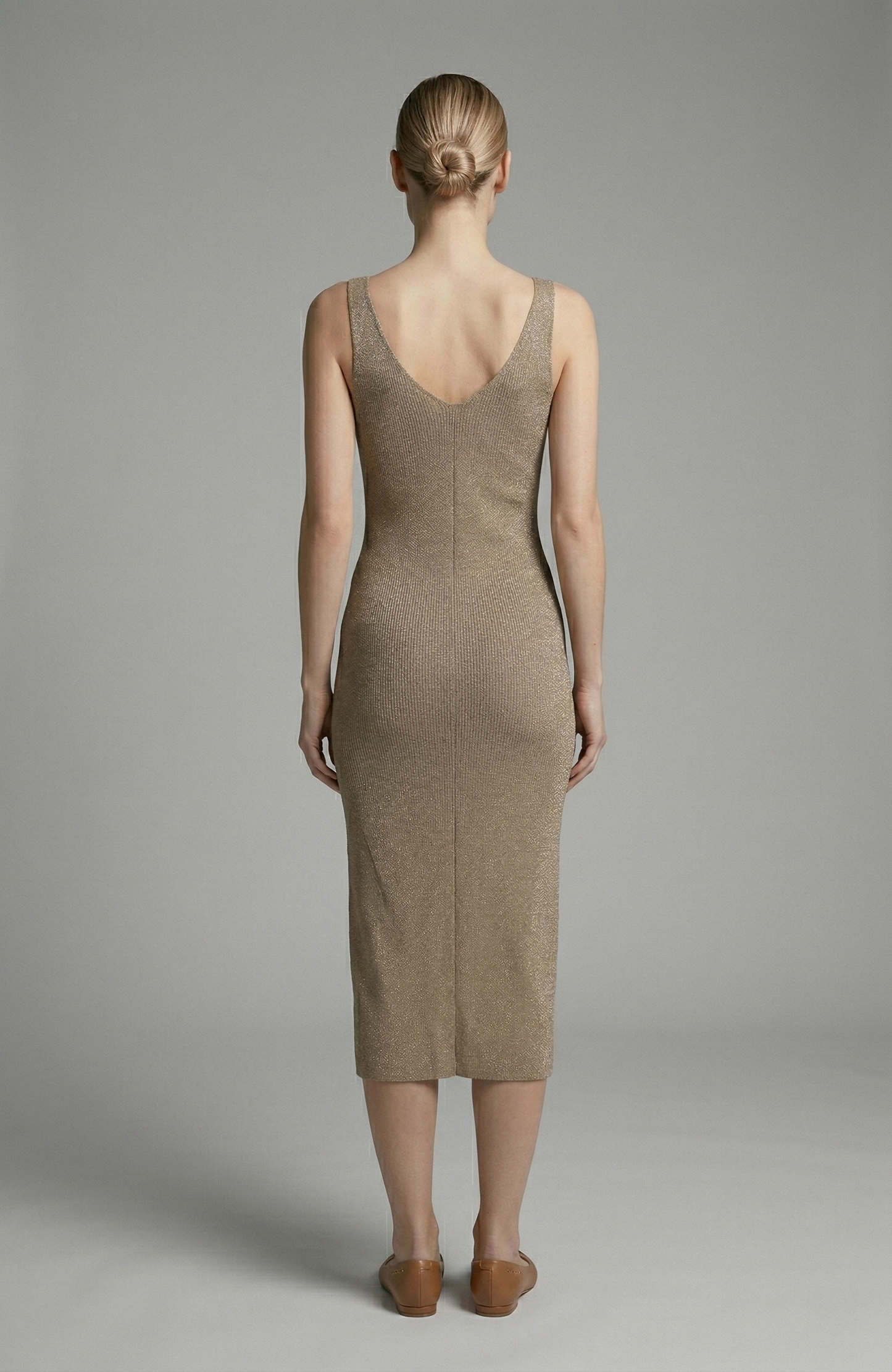 SILK KNIT TANK DRESS TAUPE