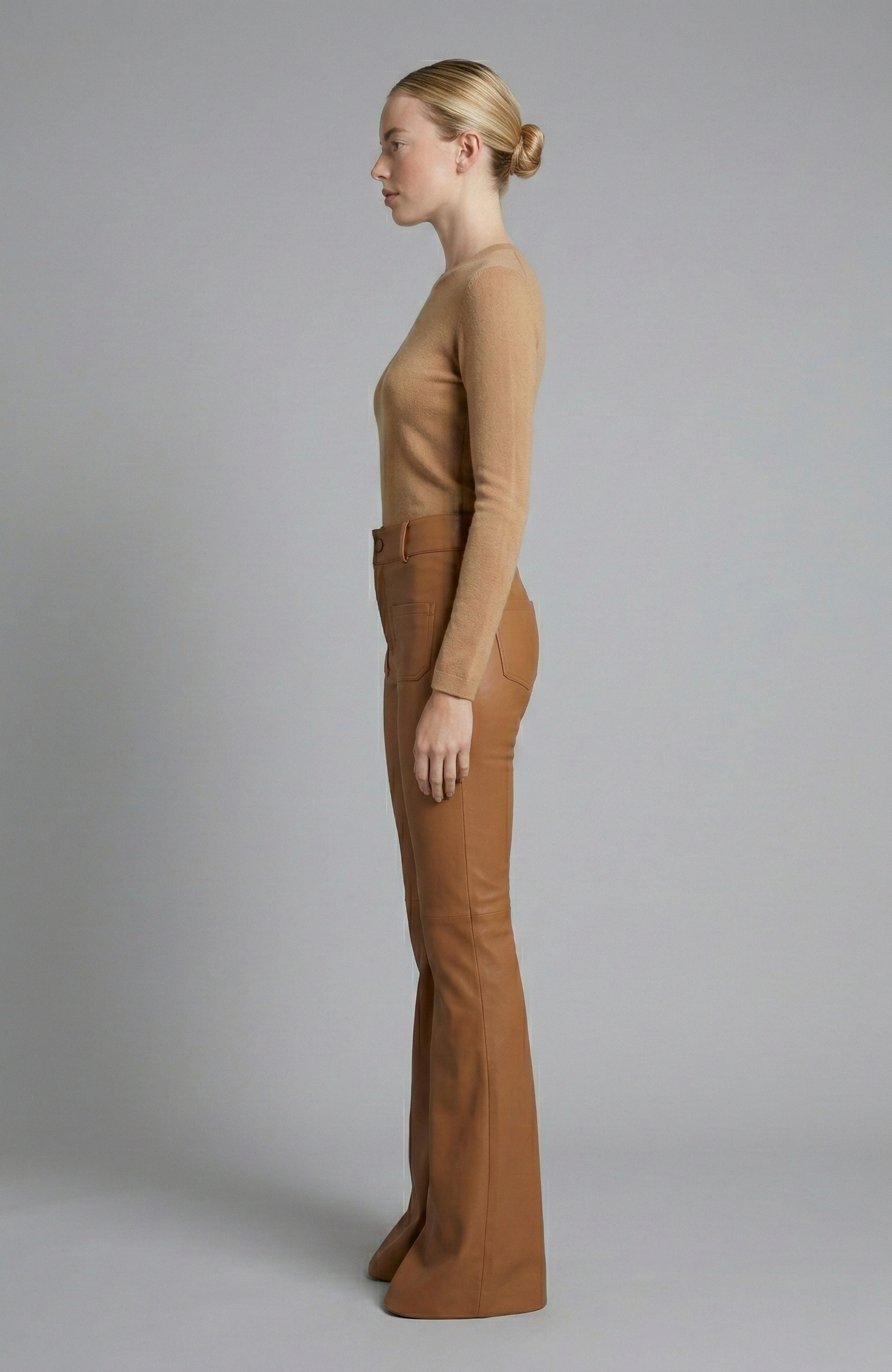 DOYENNE LEATHER CAMEL JEANS