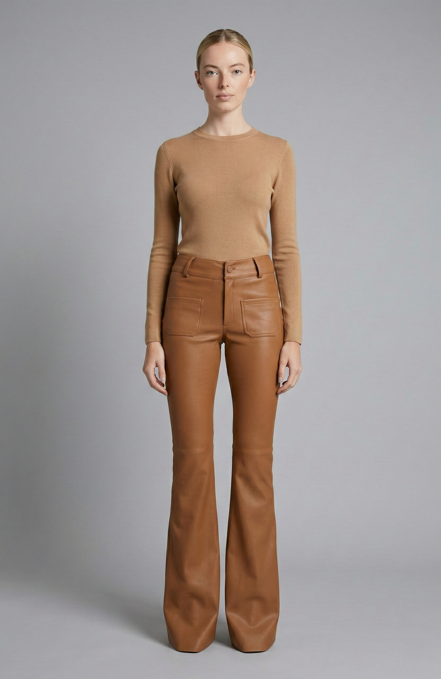 DOYENNE LEATHER CAMEL JEANS