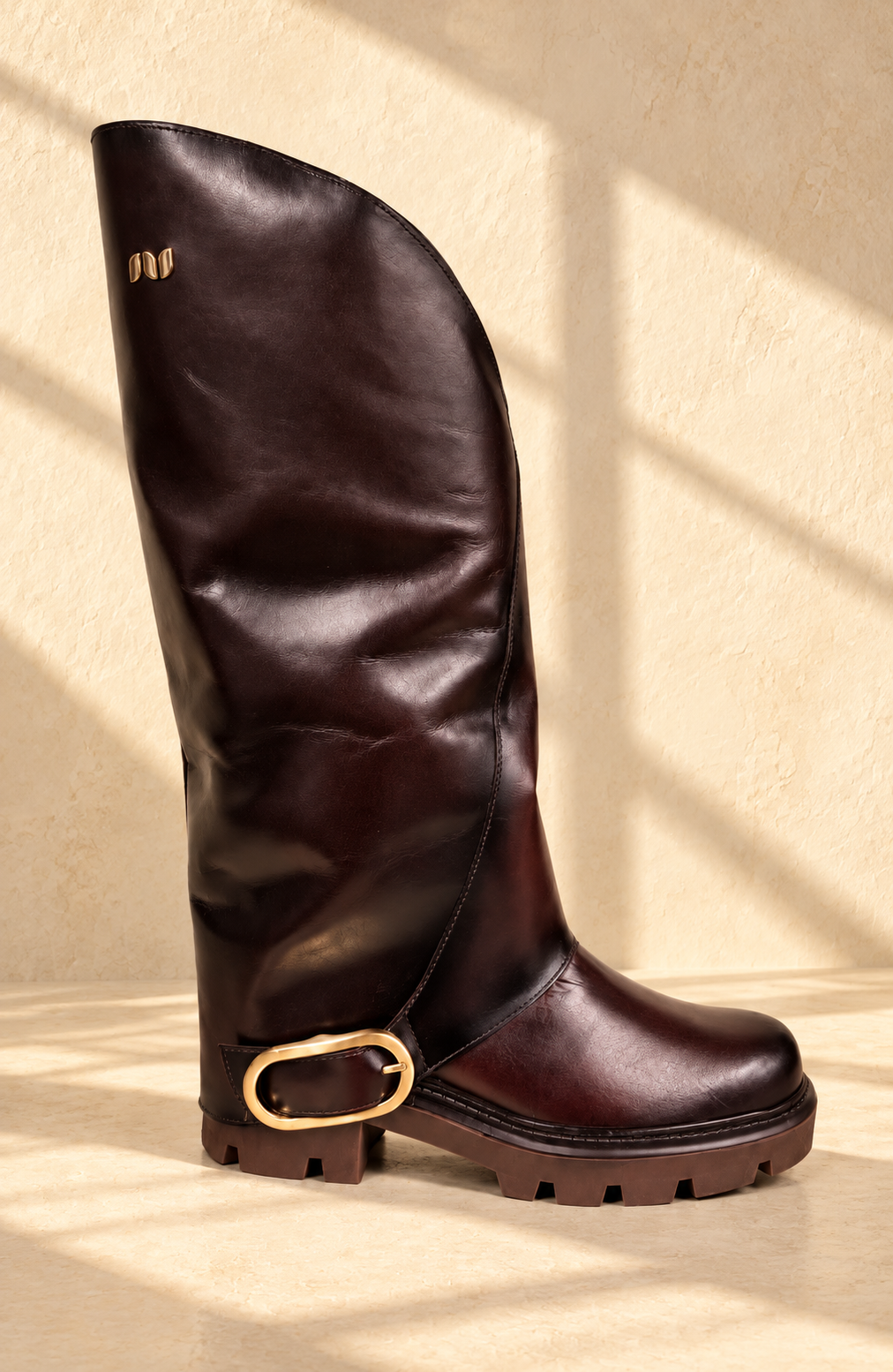 Wellington Boot with Buckle in Oxblood — side view